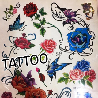 แทททู แผ่นใหญ่แบบสี ลอยสักลบได้ TATTOO