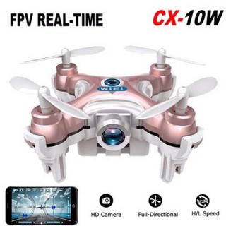 Maxโดรนบังคับ โดรนติดกล้องCX10W FPV Drone Camera 720P Wi-Fiขนาดจิ๋ว6 cm -สีโอรส(Pink)