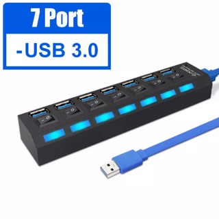 USB HUB 3.0 4/7 พอร์ต USB 2.0 HUB Splitter พร้อมบน/ปิด USB C Hab ความเร็วสูง 5Gbps สำหรับ PC คอมพิวเตอร์อุปกรณ์เสริม