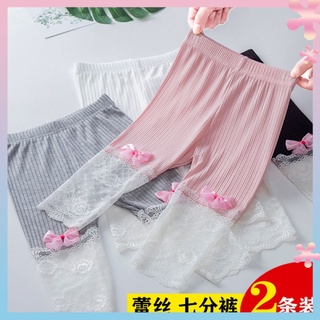 Girls cropped pants summer thin childrens modal lace leggings female baby Korean style outerwear pants trendy