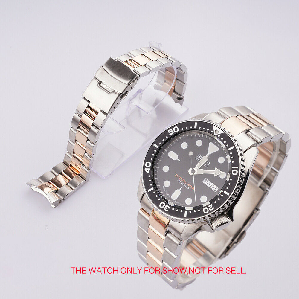 สายนาฬิกาข้อมือ เหล็กโค้ง สีโรสโกลด์ สําหรับ seiko SKX007 009 316L seiko WatchBand 22 มม.