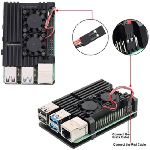 Raspberry Pi 4 Armor Aluminum Alloy Case with Dual Fan #8
