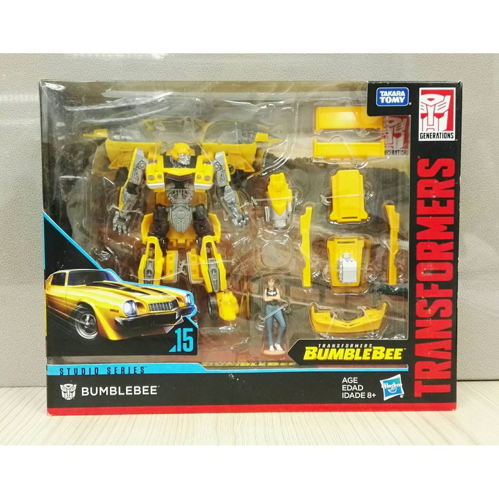 transformers studio series deluxe class rebekah's garage bumblebee with charlie exclusive figure