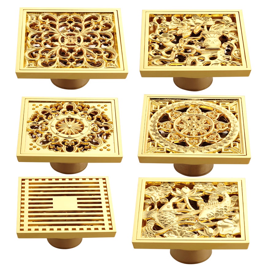 Golden อุปกรณ์กรองน้ํา ทองเหลือง ทรงสี่เหลี่ยม 10*10 ซม. กันกลิ่น สําหรับห้องน้ํา ห้องอาบน้ํา ในร่ม กลางแจ้ง 2zh201