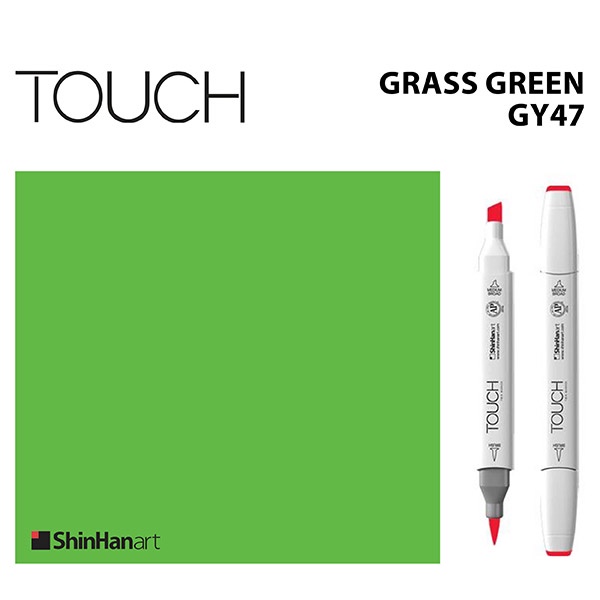 TOUCH TWIN BRUSH MARKER GY47 (GRASS GREEN) / มาร์คเกอร์หัวพู่กัน-หัวตัดขนาดกลาง รหัส GY47 (GRASS GREEN)