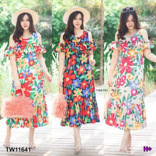 Maxi Dress #สาวอวบ เดรสแขนกุด แต่งระบาย