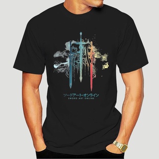 เสื้อยืด# เสื้อยืดผ้าฝ้ายพิมพ์ลาย เสื้อยืดคอกลม ผ้าฝ้าย พิมพ์ลาย SAO Sword Art Online Kirito Asuna สีขาว สําหรับผู้ชาย