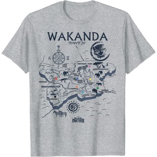 Tshirtคอลูกเรือcrew neckเสื้อยืด พิมพ์ลายกราฟิก Marvel Black Panther Kingdom of Wakanda Map สําหรับเด็กผู้ชาย ผู้หญิง นํ