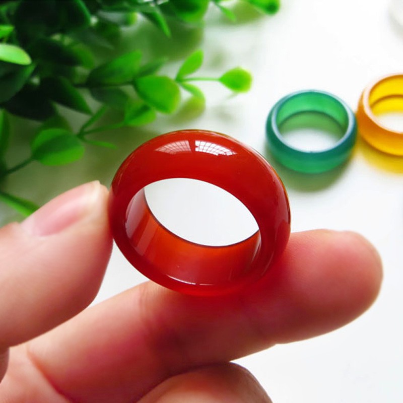 แหวนอาเกตธรรมชาติ หลากสี สําหรับผู้ชาย และผู้หญิง