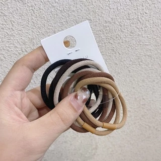 5 ชิ้น สไตล์กาแฟ สีกากี INS ไนลอน แน่นมาก ยืดหยุ่น ยางรัดผม เชือกผูกผม เครื่องประดับเกาหลี