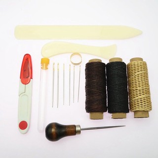 Bookbinding Tools Set Bone Folder Creaser Waxed Linen Thread Wood Handle Awl Lar