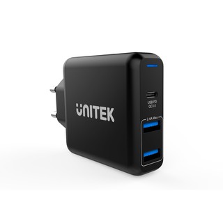 Unitek 60W USB-C PD 3-port Wall Charger EU Type (สีดำ)