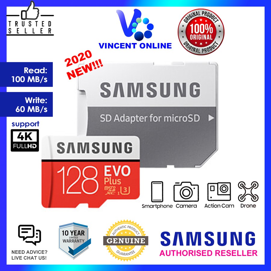 Samsung Micro SD Memory Card W/Adpt EVO Plus 128GB Read:100Mb/s Write ...