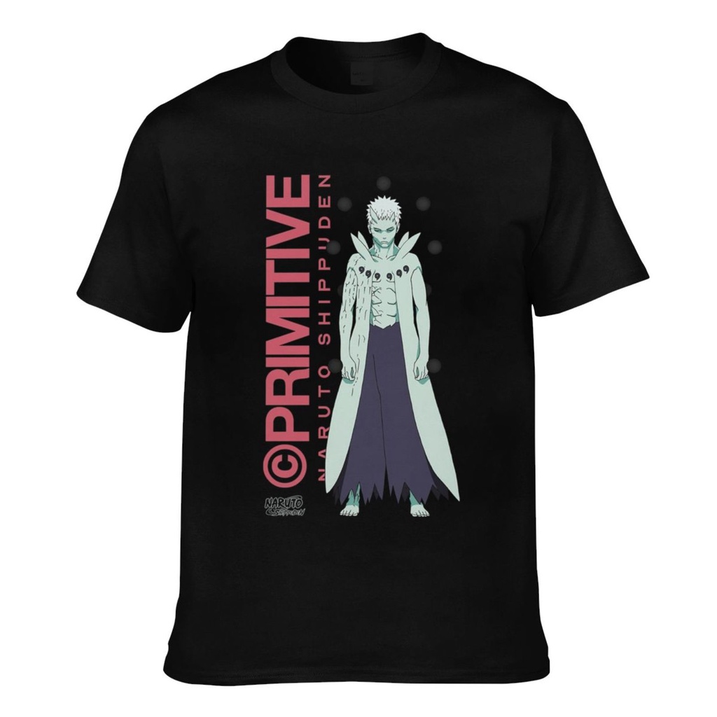 Primitive X Naruto Obito เสื้อยืดผ้าฝ้ายผู้ชาย