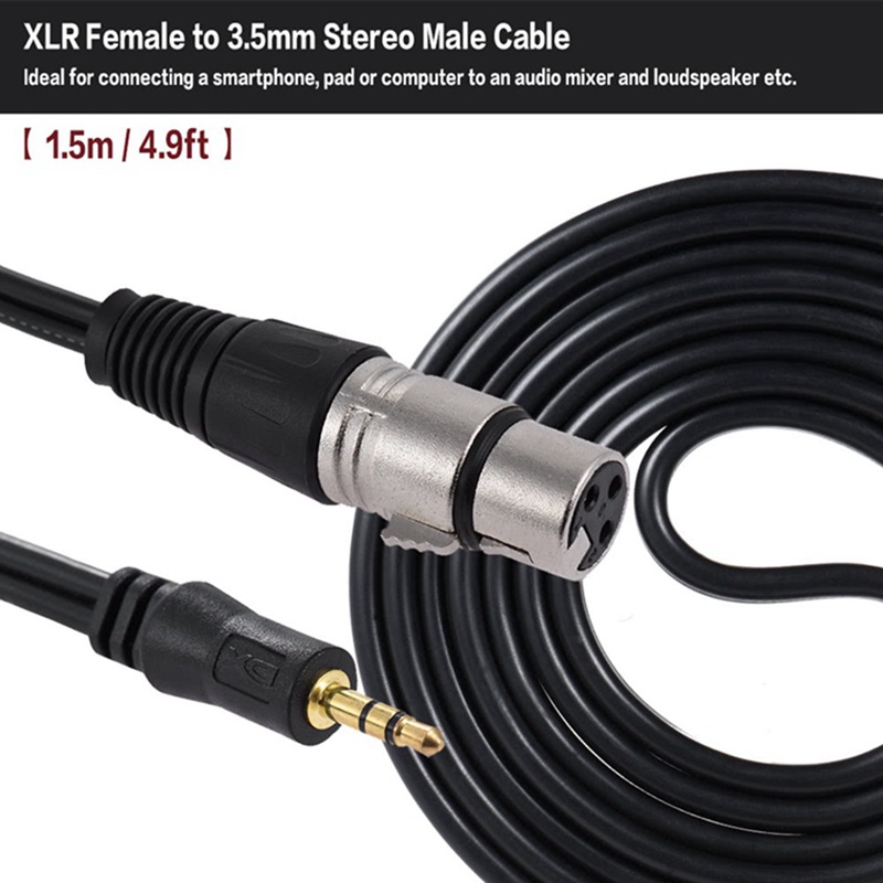 3.5 to XLR Female Microphone Cable Sound Card Microphone Audio Cable