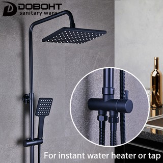 Doboht ชุดก๊อกน้ําฝน สําหรับเครื่องทําน้ําอุ่น สีดํา (9 นิ้ว) D15702BL-S