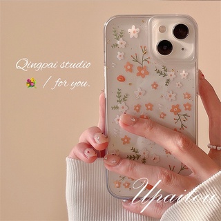 Upaitou Case🌞Compatible For iPhone 13 12 11 Pro Max X XR Xs Max 8 7 6 6s Plus SE 2020 เคสโทรศัพท์มือถือแบบนิ่ม TPU ใส ลายดอกไม้ สําหรับ