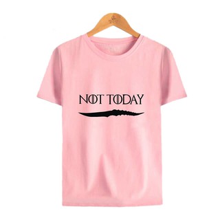 【ใหม่】เสื้อยืดสีขาวஐ◘Game of Thrones Arya Stark Not Today Unisex T-Shirt Casual Crew Neck Tee Top BS-4XL