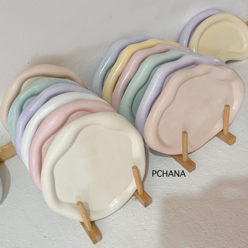 ถาดปูนวงกลม,วงรี🧸 ถาดเกาหลี มินิมอล สีสวยงานพรีเมียร์ พร็อพตกแต่ง ของตกแต่งบ้าน