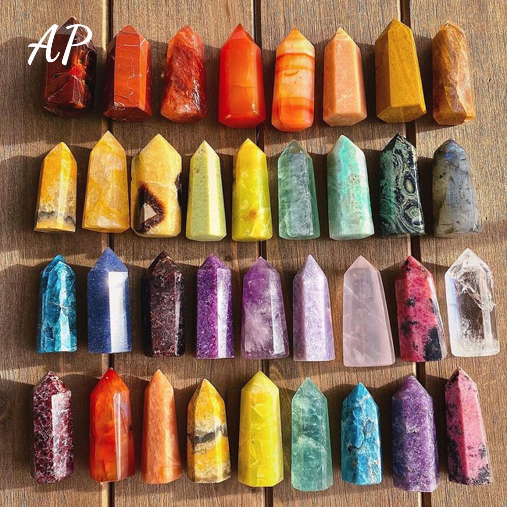 1PCNatural คริสตัล Amethyst Point Wand Rose Quartz Healing Gem Energy Ore Mineral หัตถกรรมตกแต่งบ้าน