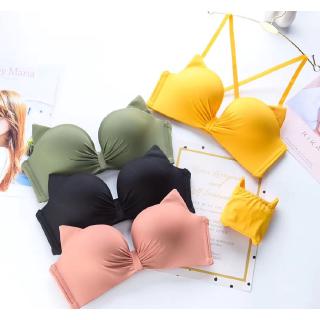 💥Lookmebra_SHOP💥 (N208) บราแฟชั่นหูแมว ไร้โครง ฟองน้ำหนา เซ็กซี่สำหรับผู้หญิง