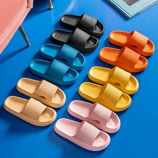 รองเท้าแตะแบบสวม กันลื่น สีพื้น สําหรับผู้ชาย และผู้หญิง
