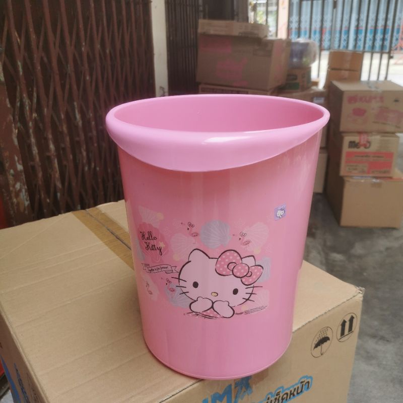 ถังขยะคิตตี้ สีชมพูพร้อมลายลิขสิทธิ์  KT123