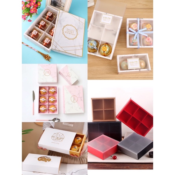 A034  พร้อมส่ง(ขายปลีก ขั้นต่ำ5ใบ) กล่อง4ช่อง,6ช่อง ใส่ขนม ของขวัญ ของฝาก ของชำร่วย เรียบหรูมากค่า