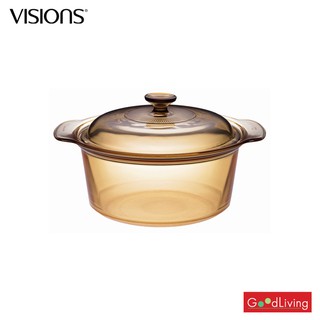 Visions หม้อแก้วทนไฟ+ฝา ขนาด 3.5 L. รุ่น V-01-VSD 3.5/CL (สีชา)