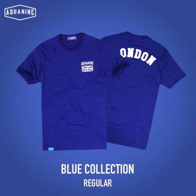 AQUANINE เสื้อยืดผู้ชาย เสื้อยืดผู้หญิง รุ่น REGULAR ( เสื้อยืดสีน้ำเงิน ) มินิมอล สตรีท ลิขสิทธิ์แท้