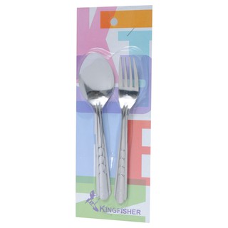 🔥แนะนำ!! คิงฟิชเชอร์ ช้อนส้อมสแตนเลส รุ่น K706 แพ็ค 3 คู่ KINGFISHER Stainless Steel Pair of Spoon and Fork Model K706 P