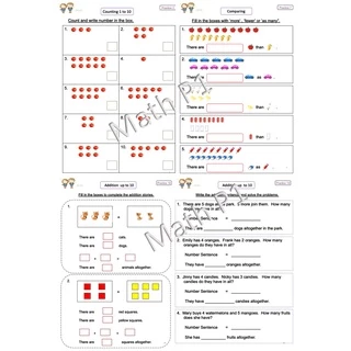 ใบงาน Mathematics ป.1 EP/MEP/MSEP | ครบ 2 เทอม พิมพ์สีทั้งเล่ม 117 หน้า พร้อมแบบฝึกหัด+เฉลย