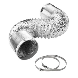 6/8 "Dryer Vent Hose Air Ducting 10ft Dryer Duct HVAC Ducting ท่อไอเสียแบบยืดหยุ่นสำหรับ Grow เต็นท์ เรือนกระจกในร่ม อลูมิเนียมฟอยล์ Ventilation Duct Tube Pipe with 2pcs Hose Clamps (6/8 Inch)