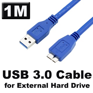 สาย ฮาร์ดดิส แบบภายนอก USB 3.0 Type A to Micro B Cable Data Sync Cord for External Hard Drive Disk HDD ยาว 1m