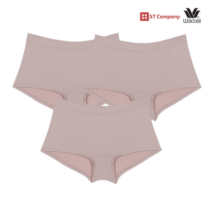 กางเกงใน วาโก้ รูปแบบขาสั้น (Boyleg) เบจ (Beige) 3 ชิ้น รุ่น WU8457 Wacoal Boyleg Panty เนื้อผ้า Nyl