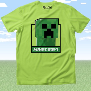 [MaxChi] เสื้อยืด ลาย Minecraft Box สีนีออน สีเขียว สําหรับวัยรุ่น