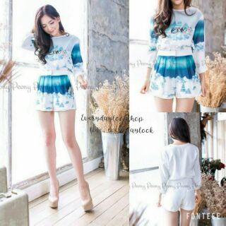 พร้อมส่ง เซ็ทเสื้อปขนยาวพิมพ์ลาย งานพรีเมียม
