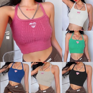 ❤B-065❤พร้อมส่ง‼️ Chain tank top เสื้อสายเดี่ยวไหมพรม