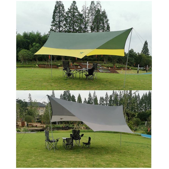ทราป K4 Camp Tarp ฟลายชีท ทรงคางหมู ขนาดใหญ่  440*440m และ 440*580cm สูง2.3 เมตร อุปกรณ์ครบชุดพร้อมก