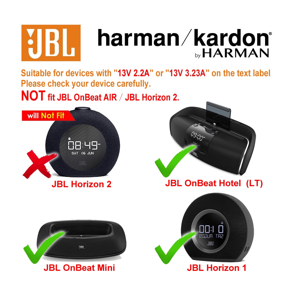 อะแดปเตอร์พาวเวอร์ซัพพลาย 13V 4A 2.2A 3.23A AC สําหรับลําโพงบลูทูธไร้สาย JBL Horizon OnBeat Hotel (LT) OnBeat Mini