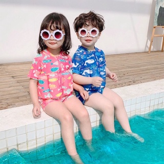 พร้อมส่งจากไทย ชุดว่ายน้ำเด็ก เสื้อชูชีพเด็ก ชุดว่ายน้ำมีชูชีพในตัว children swimsuit with life jacket