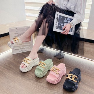 พร้อมส่ง!! รองเท้าส้นตึก รองเท้าแฟชั่นผู้หญิง  สูง8cm. size 34-39