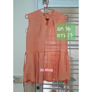 เสื้อผ้าซีฟอง สีส้ม มือสอง พร้อมส่ง