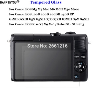 กระจกนิรภัยกันรอยหน้าจอ LCD 9H 2.5D สําหรับกล้อง Canon EOS M3 M5 M10 M6 M50 M100 100D 200D 200DII 250D G1XII G1XIII RP R G1 G5 G7 G9 X Mark II III Kiss X7 X9 X10 Rebel SL1 SL2 SL3 ฟิล์มกันรอยหน้าจอ กันระเบิด