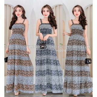 #SD016 #สายเดี่ยวลายเสือสองเฉด Maxi dress  แมกซี่เดรสลายขายดีอมตะ สายเดี่ยวอกใส่ยางดึงสม้อค ใส่แล้วเพรียวสูง