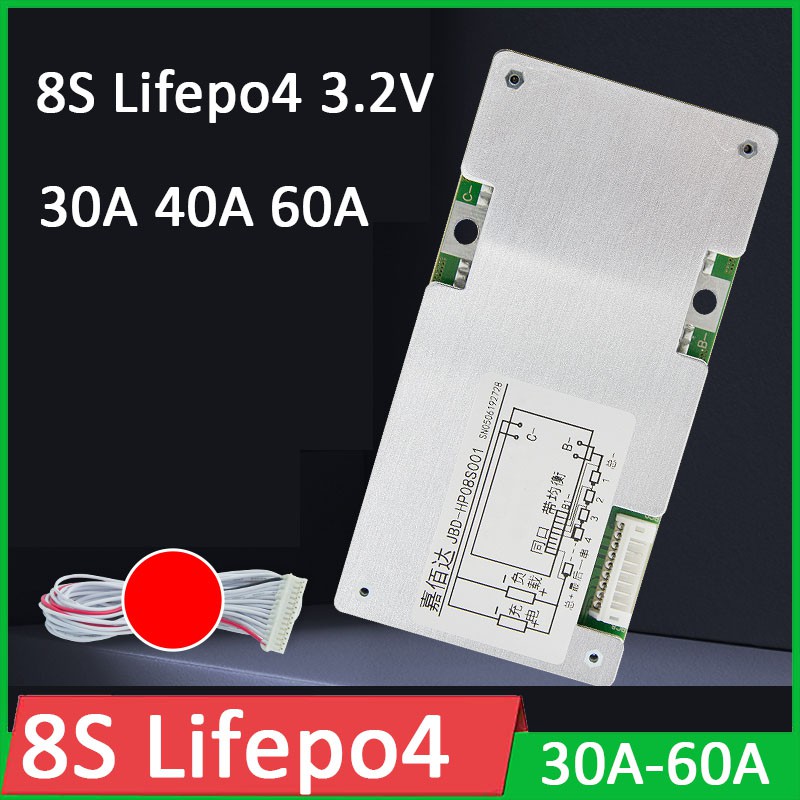 1PSC Lifepo4 แบตเตอรี่ลิเธียมเหล็กฟอสเฟต 8S 30A 40A 60A บอร์ดป้องกันแบตเตอรี่อินเวอร์เตอร์พร้อมวงจรส