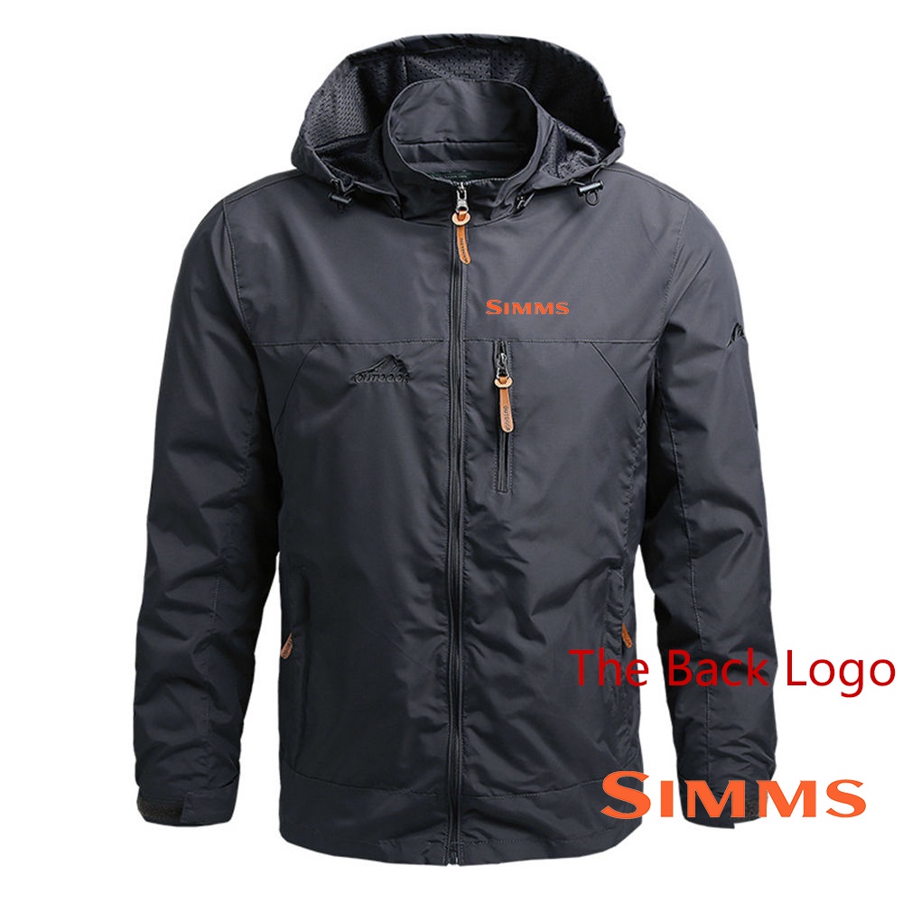 Simms Fishing 2022 Men's New Long Sleeves Waterproof Jackets Zip Hooded Outdoor Windbreaker Windproof Fashion Coat T #3
