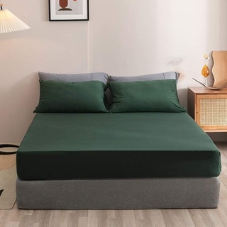 ผ้าปูที่นอน สีล้วน Fitted sheet 3.5 / 5 / 6ฟุต รัดมุมรอบเตียง 360องศา Soft เนื้อผ้านิ่ม