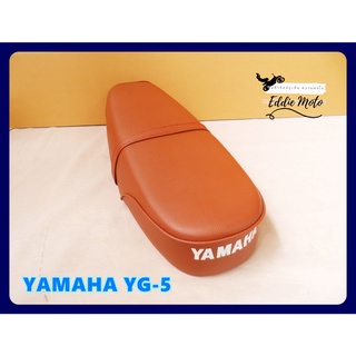 YAMAHA YG5 DOUBLES SEAT COMPLETE "BROWN" with "RED" STITCHING // เบาะรถมอเตอร์ไซค์ สีน้ำตาล ผ้าเรียบ ด้ายแดง