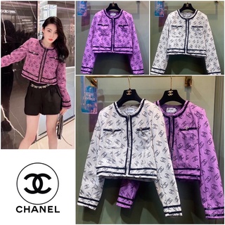 เสื้อคลุมแขนยาว CHANEL SUMMER COLLECTION SS22-23 CC JACQUARD DENIM CROP JACKET